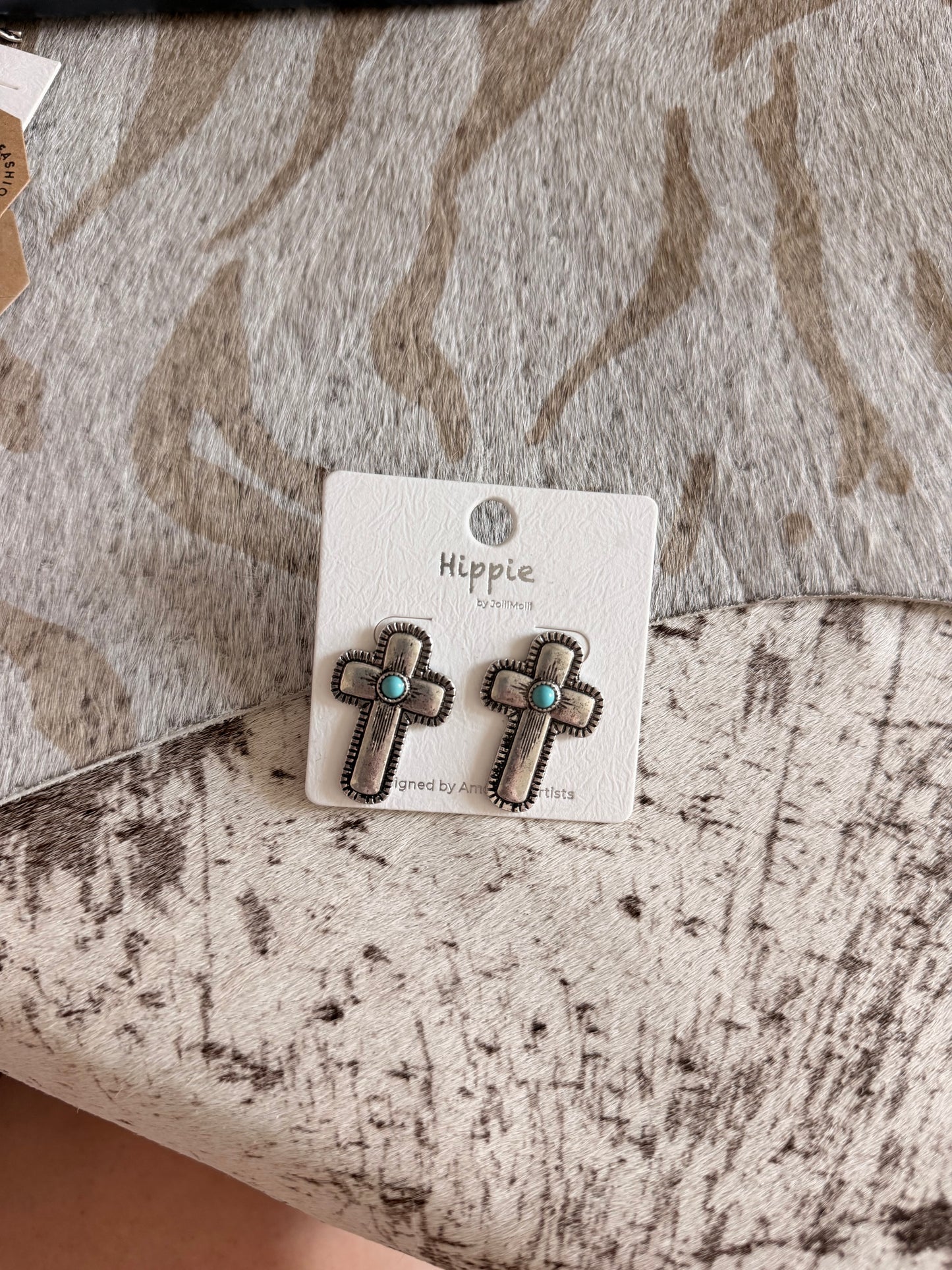 Turq Cross Earrings