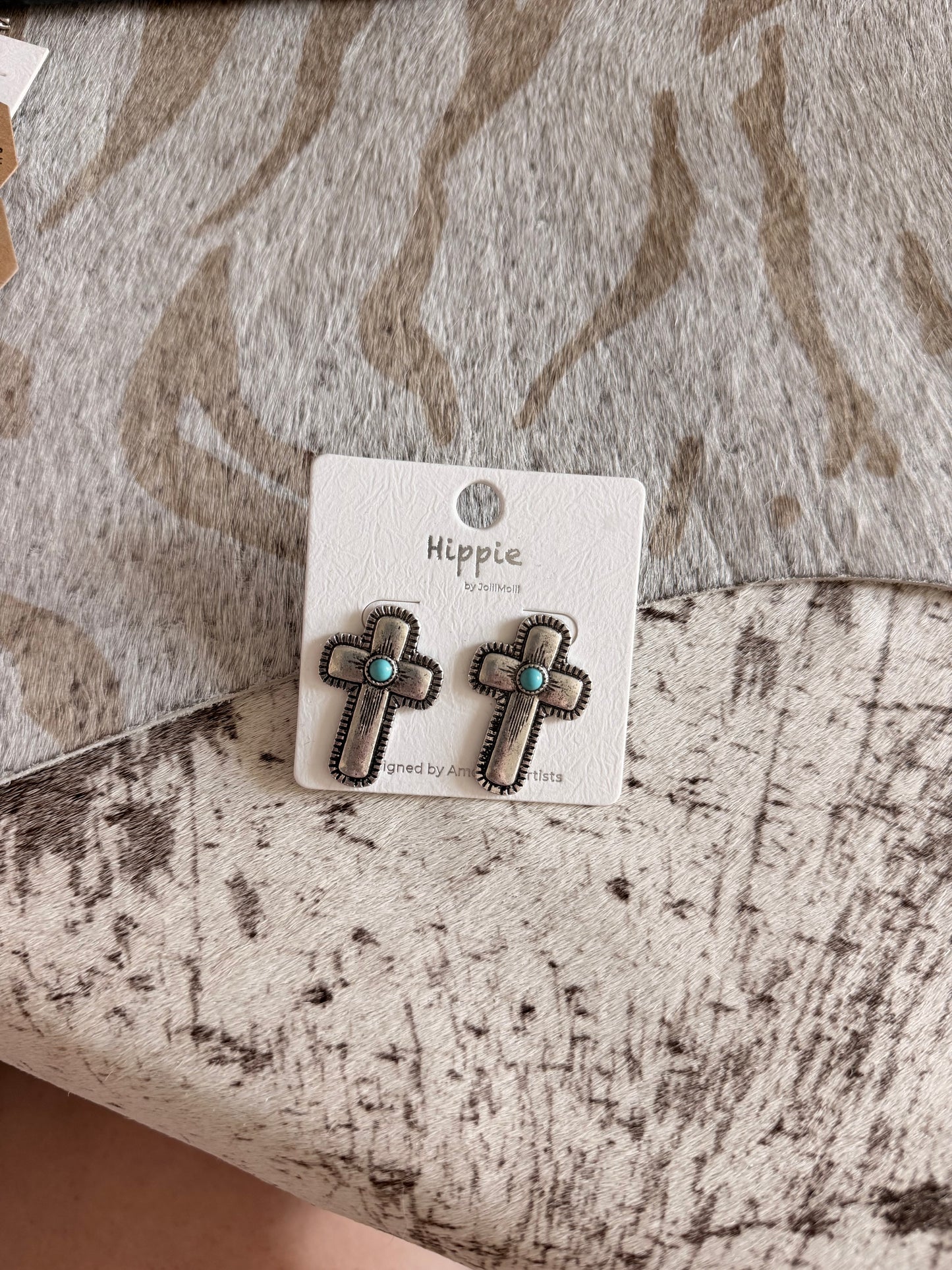 Turq Cross Earrings