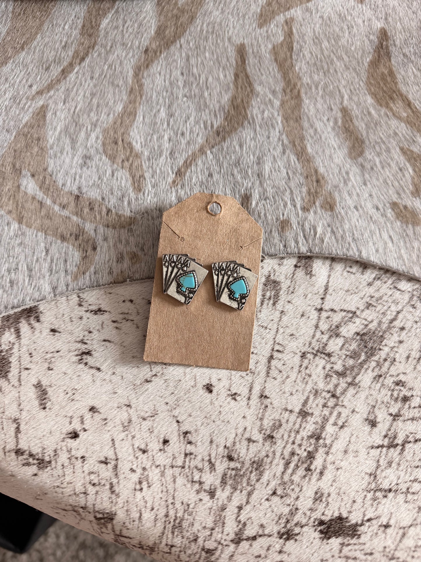 Turquoise Spade Card Studs