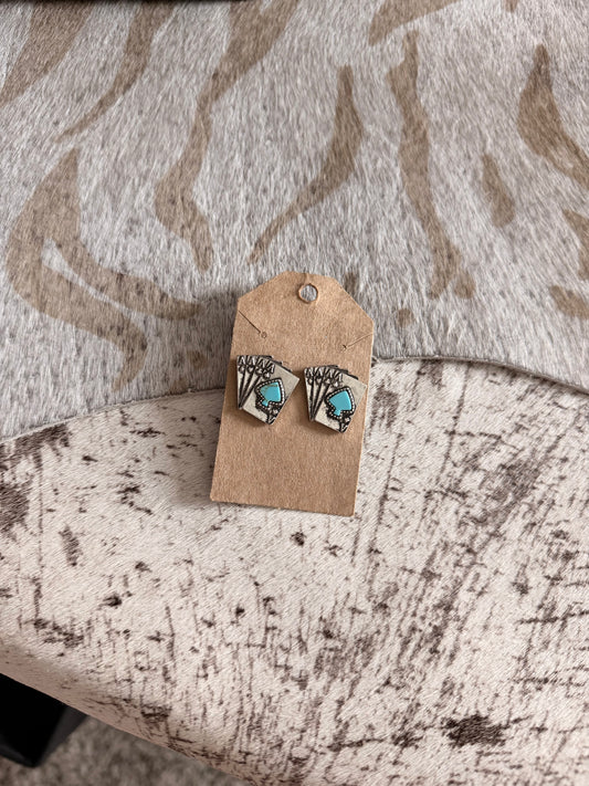 Turquoise Spade Card Studs
