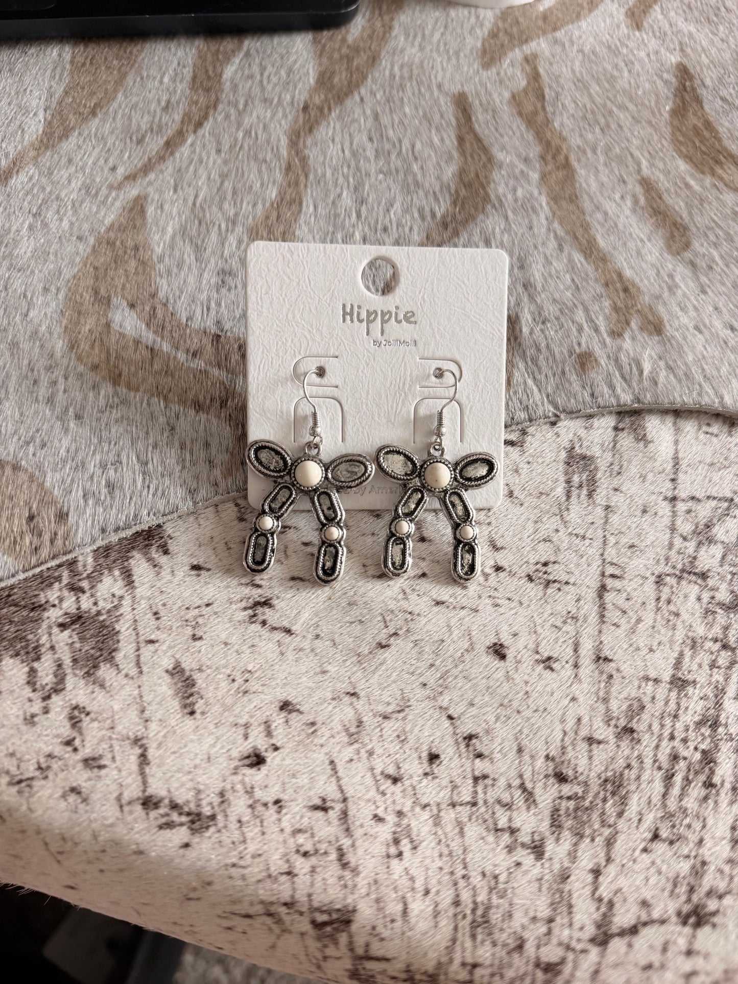 White Bow Earrings
