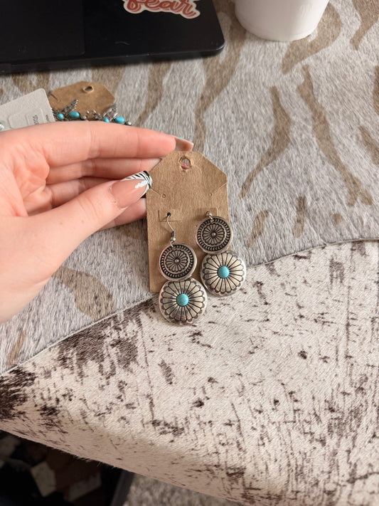 Short Concho Drop Earrings