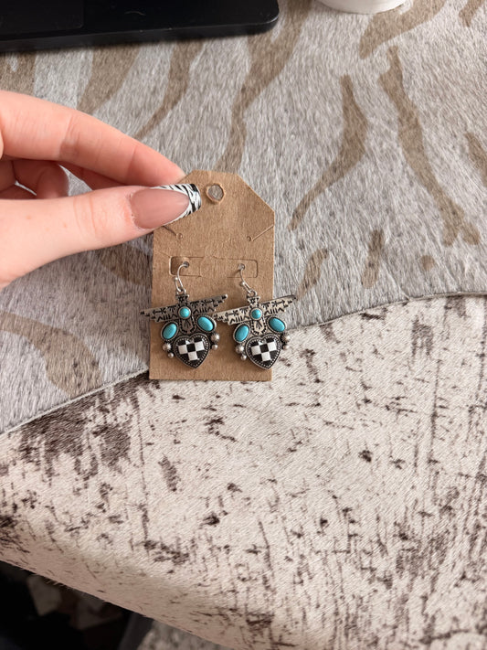 Checkered Thunderbird Earrings