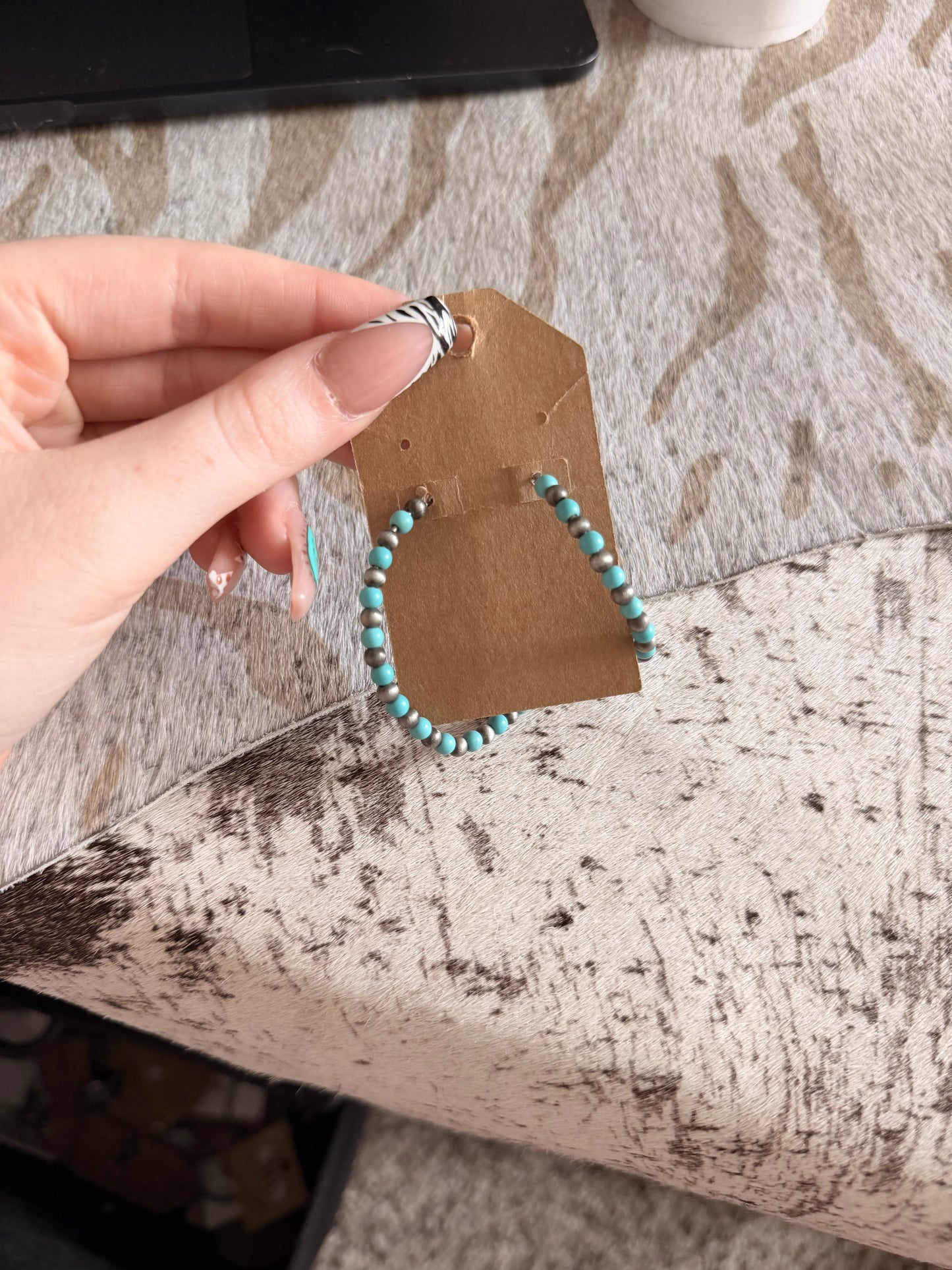 Turq Beaded Hoops