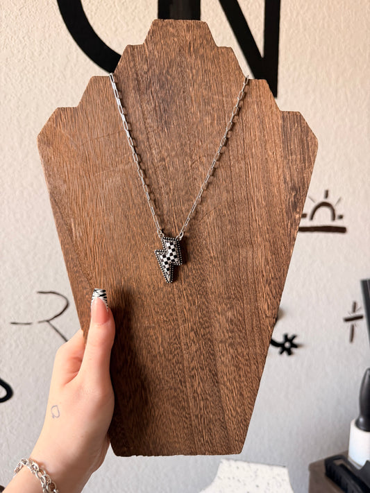 Checkered Lighting Bolt Necklace