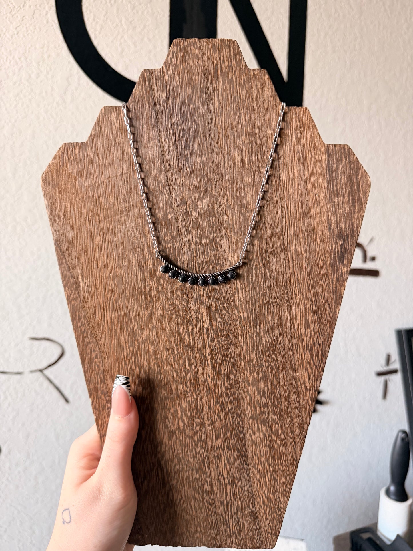 Black Dot Bar Necklace