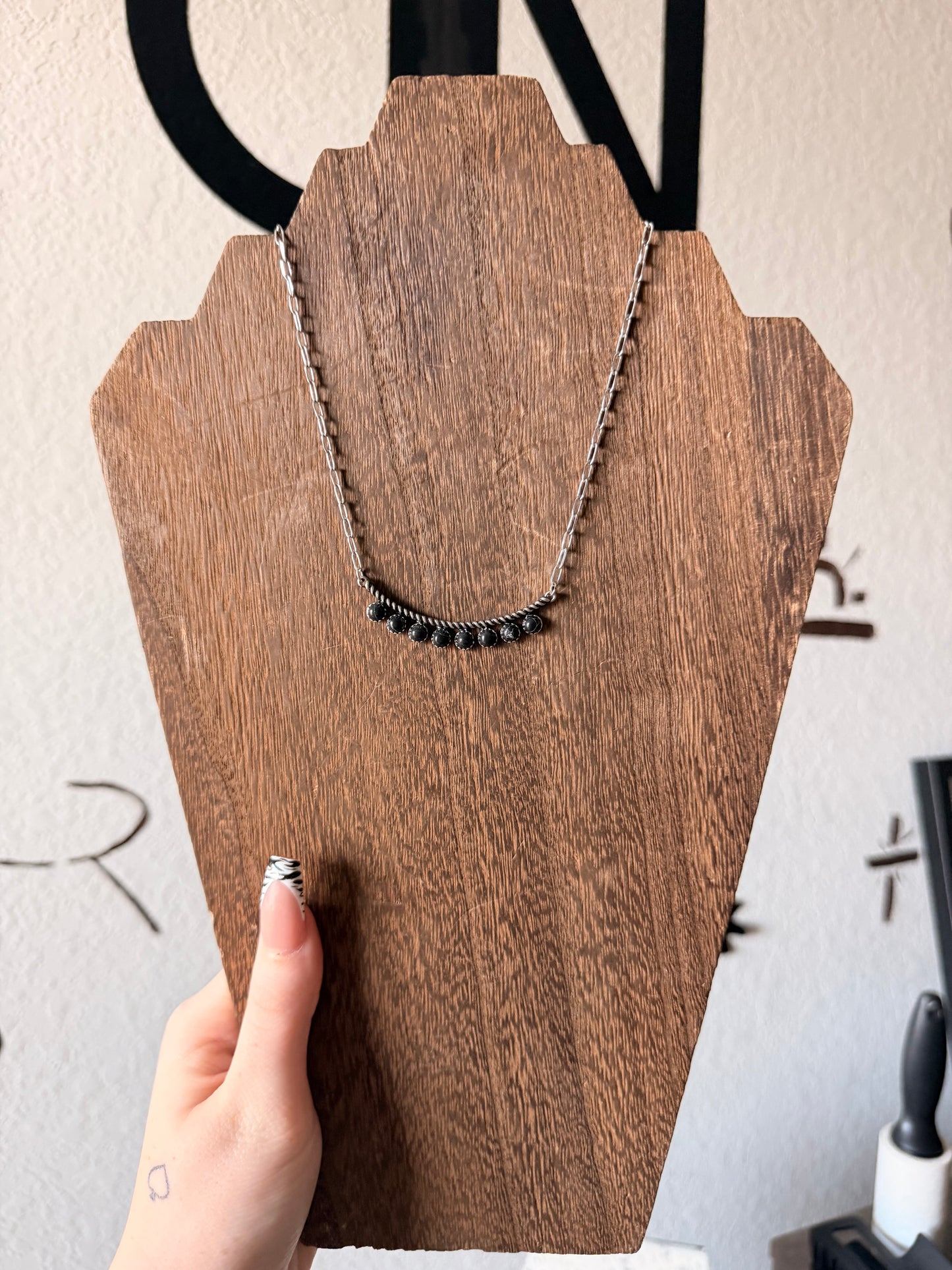 Black Dot Bar Necklace