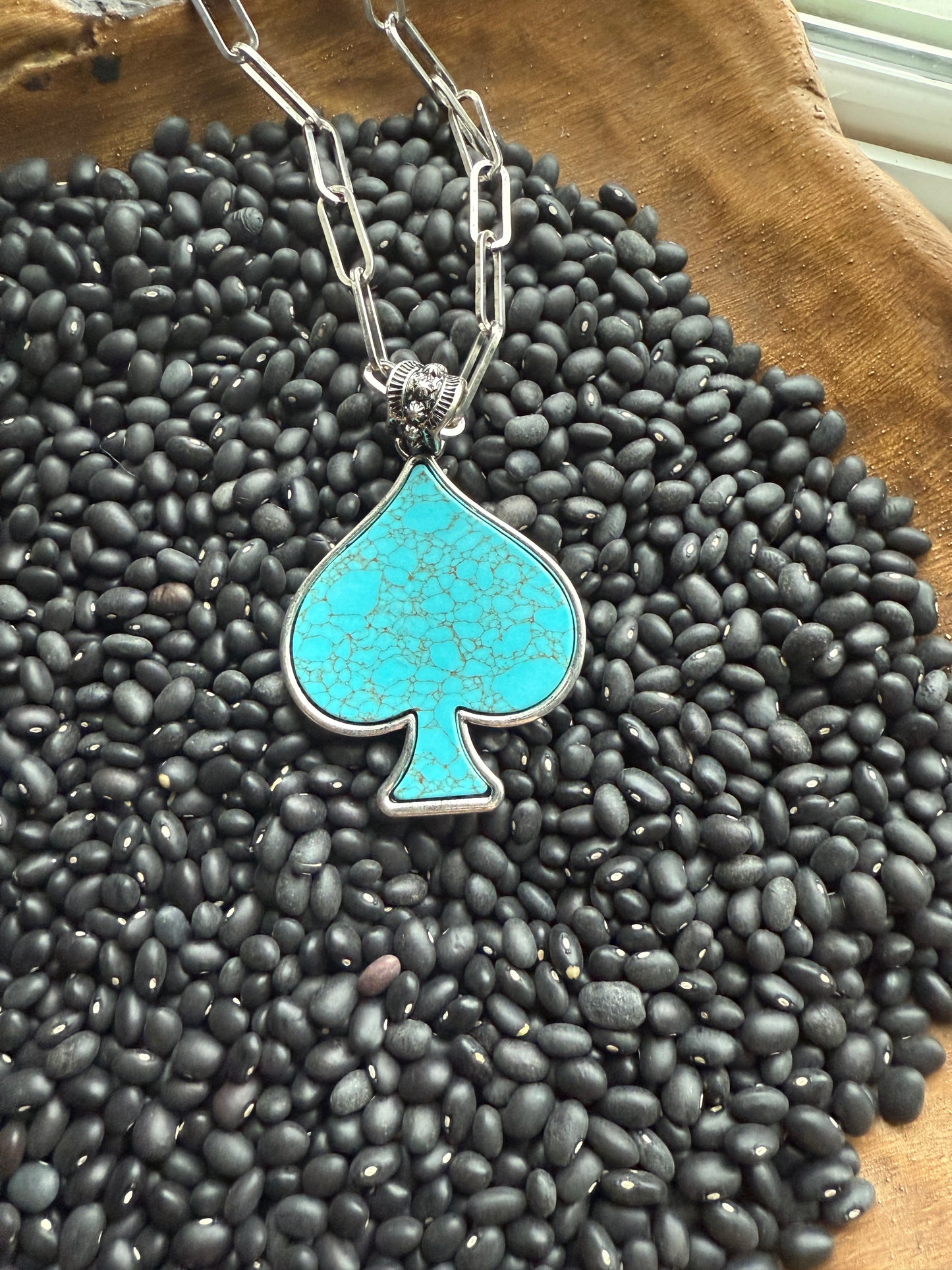 Turquoise Spade Necklace