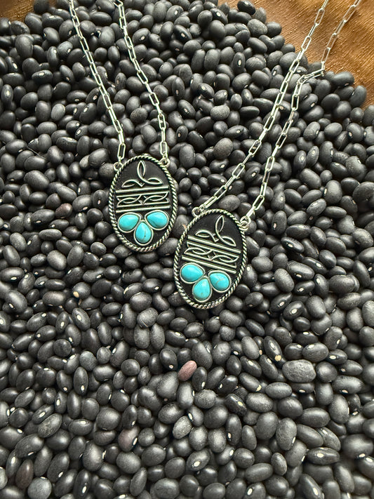 Turquoise Boot-stitch Necklace