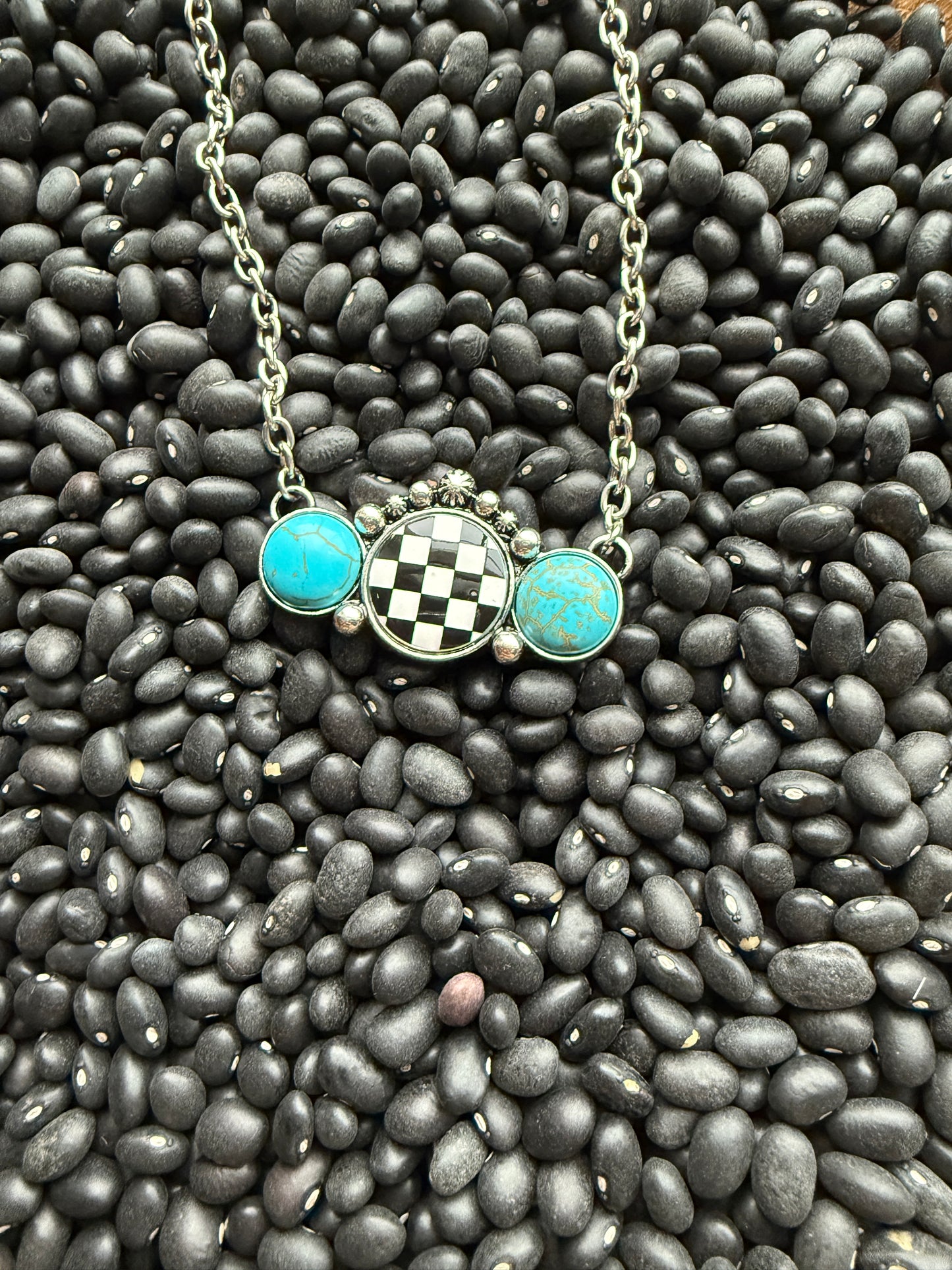 3 Circle Checkered Necklace Set