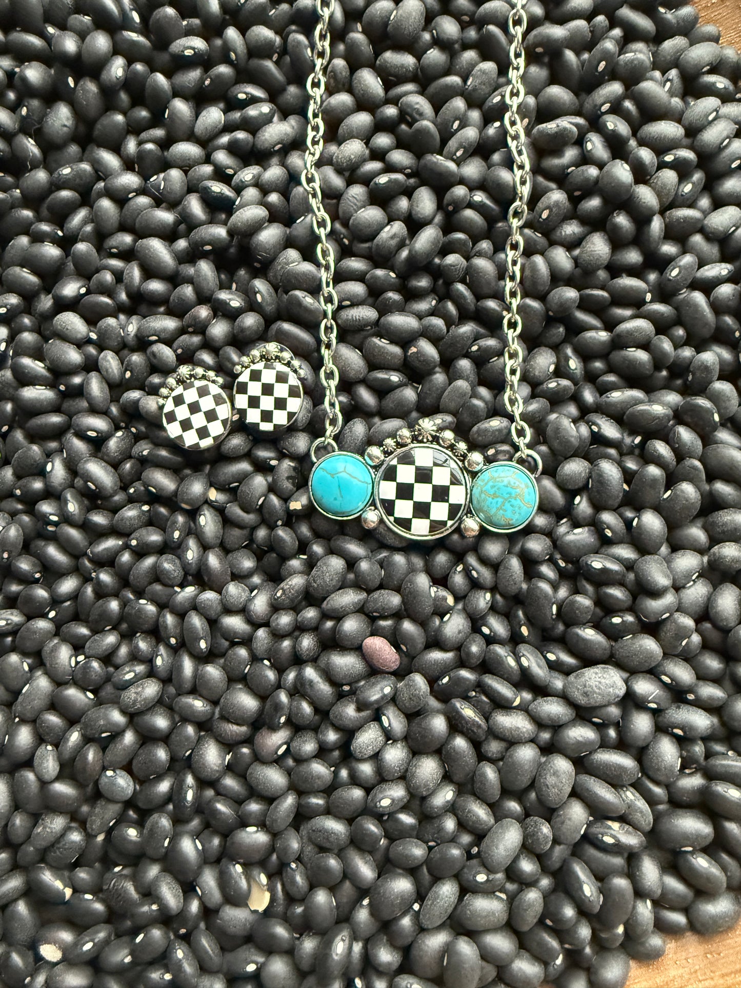 3 Circle Checkered Necklace Set