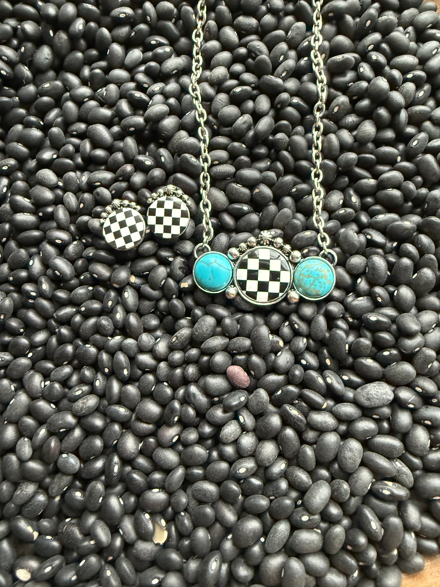 3 Circle Checkered Necklace Set