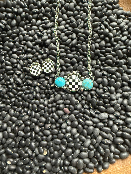 3 Circle Checkered Necklace Set