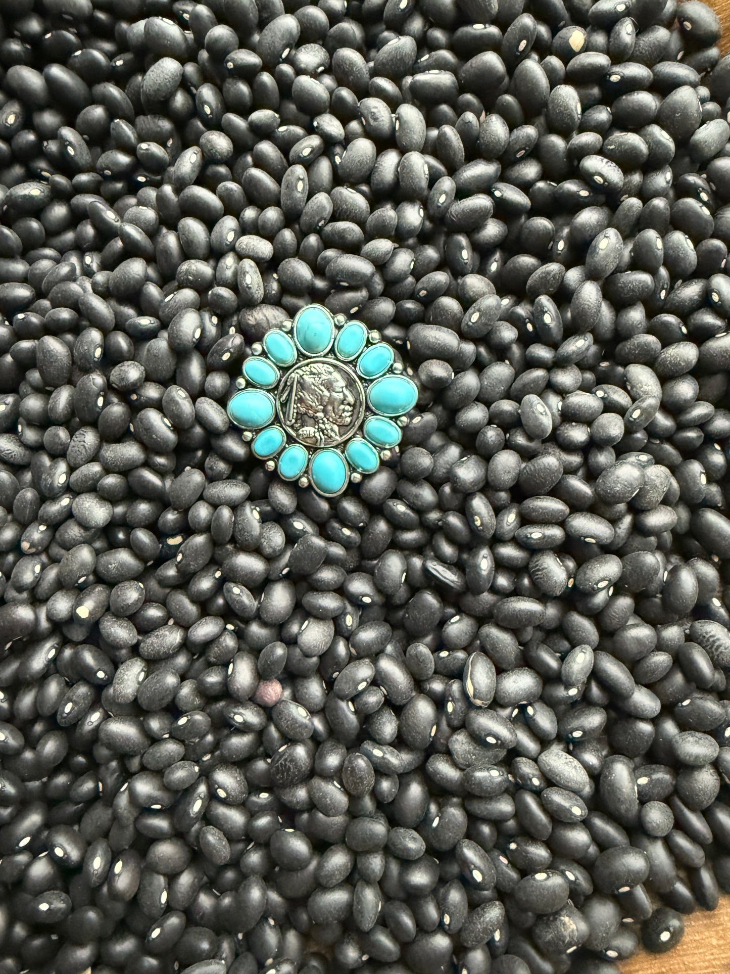 Coin and Turquoise Ring