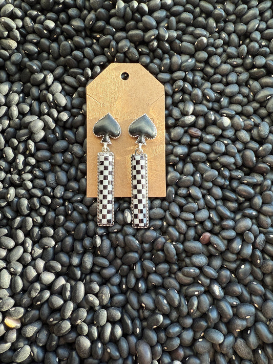 Checkered Spade Earrings