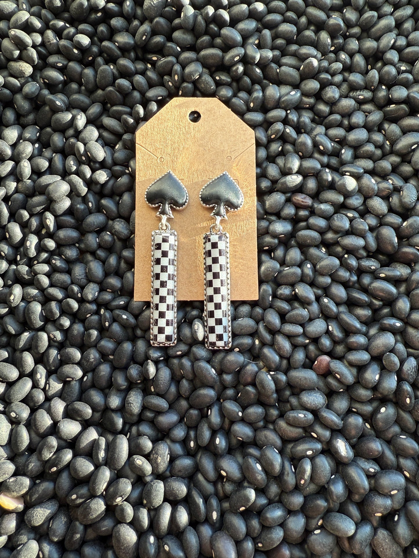 Checkered Spade Earrings